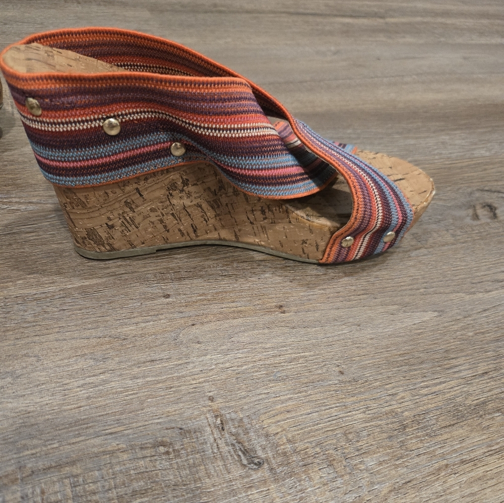 Striped Wedge Sandals